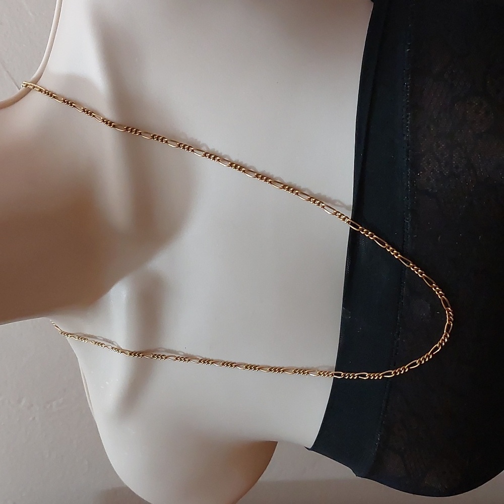 Vintage Gold Tone Figaro Chain Necklace